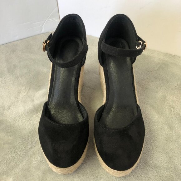 NWOT Black Suede Platform Wedge Espadrilles Size 36 (5.5 US) - Picture 4 of 16